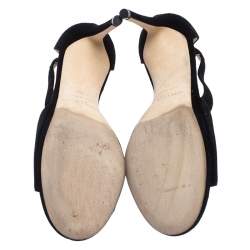 Pre Owned Jimmy Choo Black Suede T Strap Lana Sandals Size 35