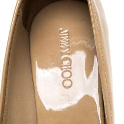 Pre Owned Jimmy Choo Beige Patent Leather Cork Wedge Papina Pumps Size 36