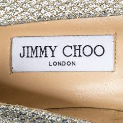 Jimmy Choo Metallic Gold Glitter Fabric Ballet Flats Size 38