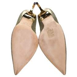 Pre Owned Jimmy Choo Metallic Gold Glitter Fabric Abel Pointed Toe Pumps Size 39.5 