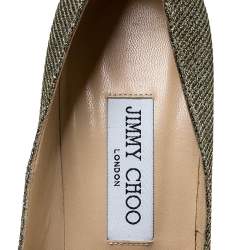 Pre Owned Jimmy Choo Metallic Gold Glitter Fabric Abel Pointed Toe Pumps Size 39.5 