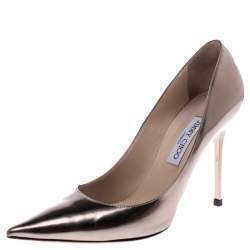 Pre Owned Jimmy Choo Metallic Bronze Leather Abel Pointed Toe Pumps Size 41