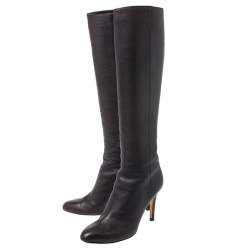 Jimmy Choo Dark Brown Leather Knee Boots Size 37.5 