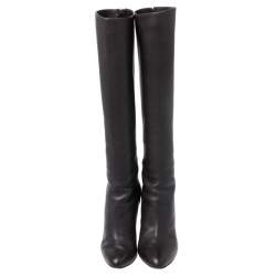 Jimmy Choo Dark Brown Leather Knee Boots Size 37.5 