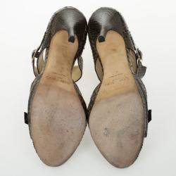 Pre Owned Jimmy Choo Brown Python Quaker Buckle Sandals Size 40