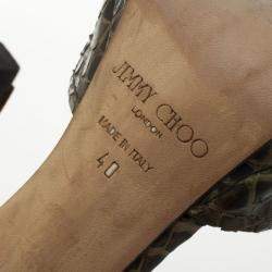 Pre Owned Jimmy Choo Brown Python Quaker Buckle Sandals Size 40