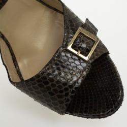 Pre Owned Jimmy Choo Brown Python Quaker Buckle Sandals Size 40