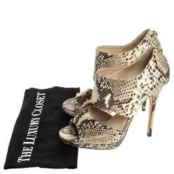 Jimmy Choo Yellow/Brown Python Private Peep Toe Sandals Size 38