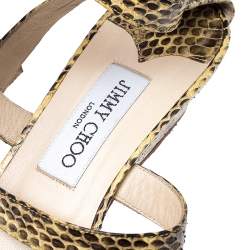 Pre Owned Jimmy Choo Beige Python Connor Wedge Sandals Size 41