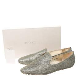 Pre Owned Jimmy Choo Gold Lame Wheel Smoking Slippers Size 39