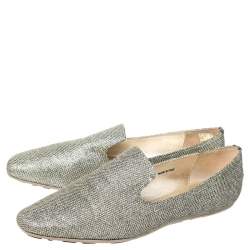 Pre Owned Jimmy Choo Gold Lame Wheel Smoking Slippers Size 39