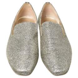 Pre Owned Jimmy Choo Gold Lame Wheel Smoking Slippers Size 39