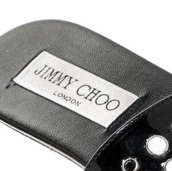Pre Owned Jimmy Choo Black Patent Leather Studded Flat Slides Size 37