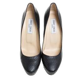 Jimmy Choo Black Python Leather Cosmic Platform Pumps Size 39