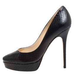 Jimmy Choo Black Python Leather Cosmic Platform Pumps Size 39