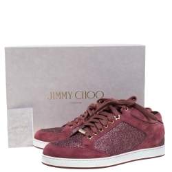 مملوكة مسبقًا حذاء رياضي جيمي تشو "ميامي" رباط علوي سويدي و غليتر وردي مقاس 38