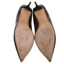 Pre Owned Jimmy Choo Brown Leather Avril Pointed Toe Pumps Size 41.5
