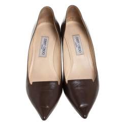 Pre Owned Jimmy Choo Brown Leather Avril Pointed Toe Pumps Size 41.5