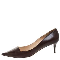 Pre Owned Jimmy Choo Brown Leather Avril Pointed Toe Pumps Size 41.5
