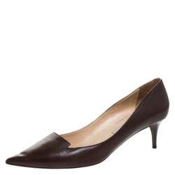 Pre Owned Jimmy Choo Brown Leather Avril Pointed Toe Pumps Size 41.5