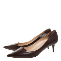Pre Owned Jimmy Choo Brown Leather Avril Pointed Toe Pumps Size 41.5