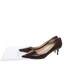 Pre Owned Jimmy Choo Brown Leather Avril Pointed Toe Pumps Size 41.5