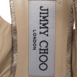 Pre Owned Jimmy Choo Metallic Gold Embossed Leather Vita Peep Toe Platform Slingback Sandals Size 37