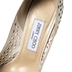 مملوكة مسبقًا Jimmy Choo White Perforated Leather Anouk Pointed Toe Pumps Size 38.5