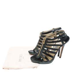 Jimmy Choo Green/Black Python Glenys Gladiator Platform Sandals Size 37.5