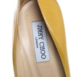 Jimmy Choo Light Mustard Patent Leather Cosmic Platform Pumps Size 40