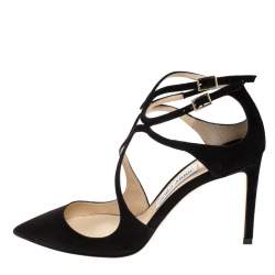 Pre Owned Jimmy Choo Black Suede Lancer Pumps Size 39
