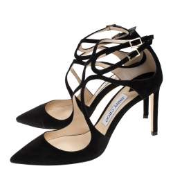 Pre Owned Jimmy Choo Black Suede Lancer Pumps Size 39