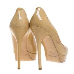Pre Owned Jimmy Choo Cream Patent Leather Cosmic Platform Pumps Size 39