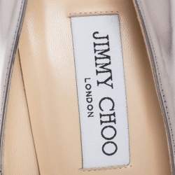 Pre Owned حذاء كعب عالي جيمي تشو انوك مقدمة مدببة جلد فضي مقاس 39