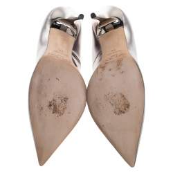 Pre Owned حذاء كعب عالي جيمي تشو انوك مقدمة مدببة جلد فضي مقاس 39