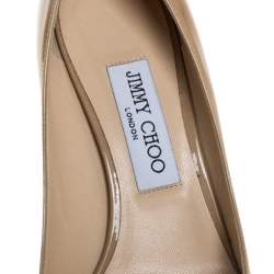 Pre Owned Jimmy Choo Beige Patent Leather Romy Pointed Toe Pumps Size 38.5