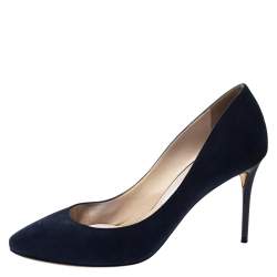 Pre Owned Jimmy Choo Blue Suede Round Toe Bridget Pumps Size 38