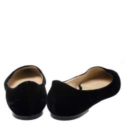 Pre Owned Jimmy Choo Black Glitter Fabric And Velvet Love Pointed Toe Flats Size 39