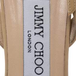 مملوكة مسبقًا Jimmy Choo Beige Patent Leather Tilly Pointed Toe Slingback Sandals Size 39.5