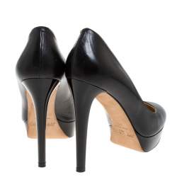 Pre Owned Jimmy Choo Black Leather Alex Platform Pumps Size 38.5