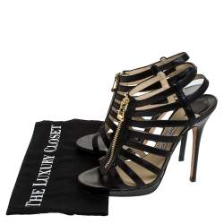 Pre Owned Jimmy Choo Black Leather Glenys Gladiator Platform Sandals Size 38
