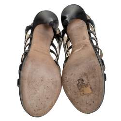 Pre Owned Jimmy Choo Black Leather Glenys Gladiator Platform Sandals Size 38