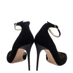 Pre Owned حذاء كعب عالي جيمي تشو "لوسي" طراز دورسي مقدمة مدببة و سير كاحل سويدي أسود مقاس 40