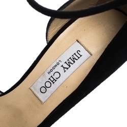 Pre Owned حذاء كعب عالي جيمي تشو "لوسي" طراز دورسي مقدمة مدببة و سير كاحل سويدي أسود مقاس 40