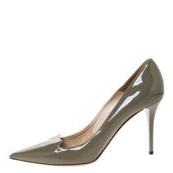 Pre Owned Jimmy Choo Grey Patent Leather Avril Pointed Toe Pumps Size 40