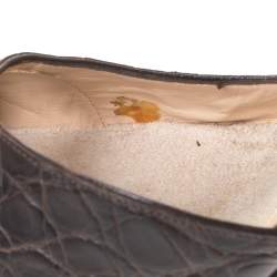 Pre Owned حذاء كعب عالي جيمي تشو سير كاحل جلد تمساح و صوف بني و رصاصي مقاس 40