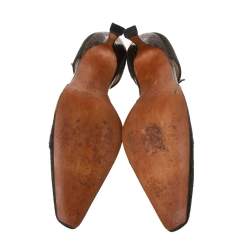 Pre Owned حذاء كعب عالي جيمي تشو سير كاحل جلد تمساح و صوف بني و رصاصي مقاس 40