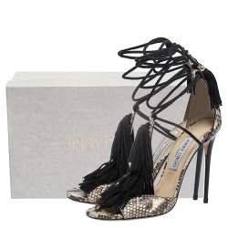 Jimmy Choo Multicolor Python And Suede Tassel Embellished Mindy Ankle Wrap Sandals Size 39