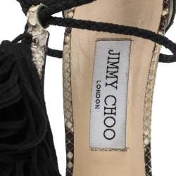 Jimmy Choo Multicolor Python And Suede Tassel Embellished Mindy Ankle Wrap Sandals Size 39