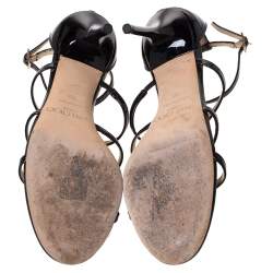 Pre Owned Jimmy Choo Black Patent Leather Dory Caged Sandals Size 36